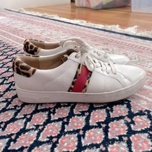 Michael Kors White sneakers with calf hair leopard and red leather